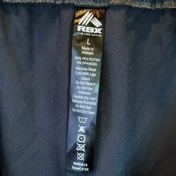 RBX Jogger Workout Pants Womens Large Pull-On Woven Navy Blue‎ Gray Drawstring - Picture 6 of 8